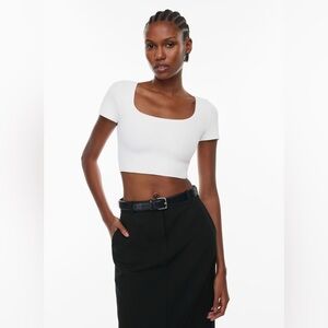 Babaton Sculpt Knit Cropped Squareneck Top Size S